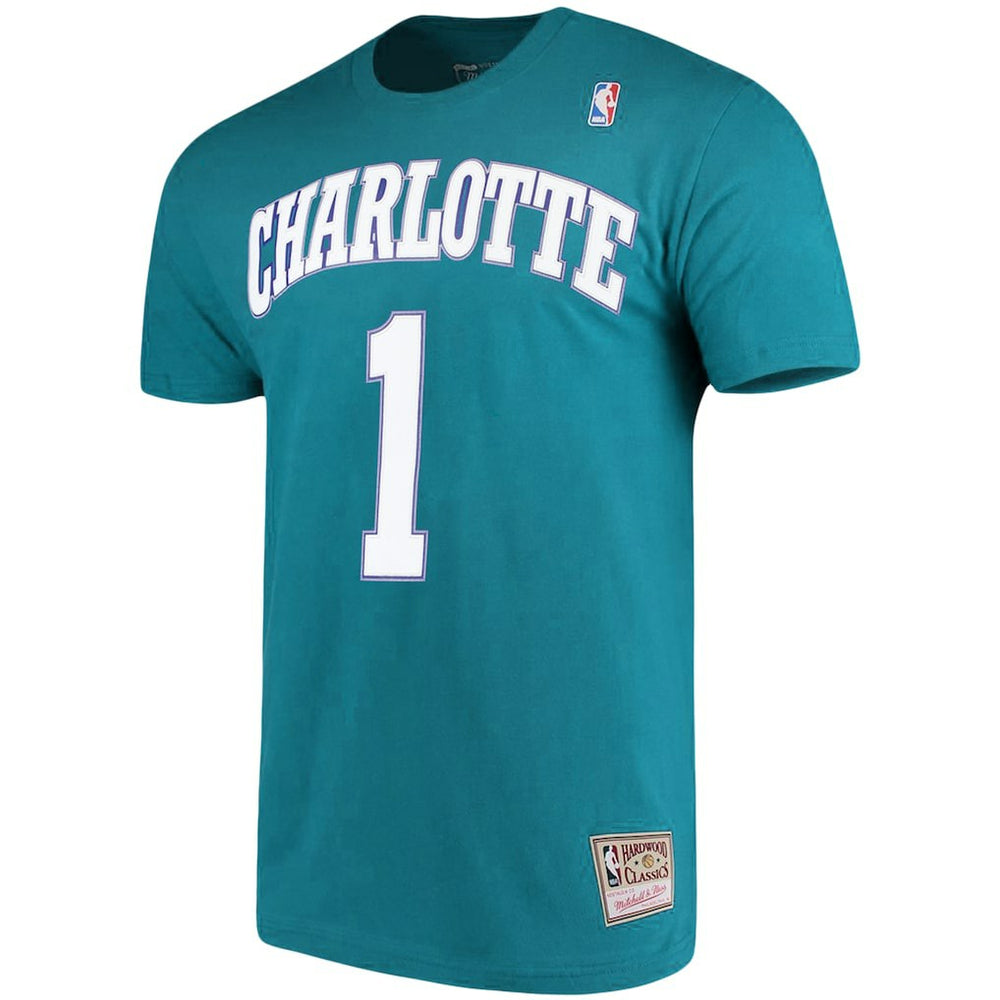 Muggsy Bogues Charlotte Hornets Hardwood Classics Name & Number Player T-Shirt - Teal cheap