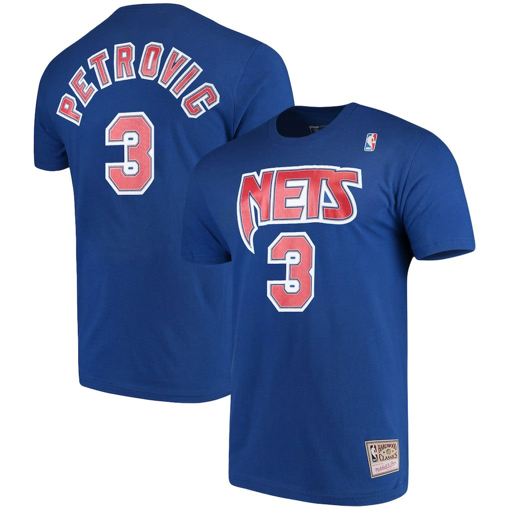 Drazen Petrovic Brooklyn Nets Hardwood Classics Name & Number Player T-Shirt - Royal on sale