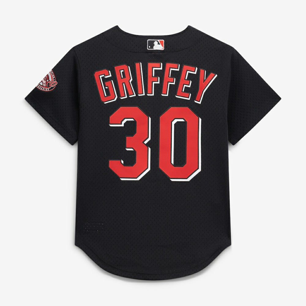 Ken Griffey Jr. Cincinnati Reds Cooperstown Collection Mesh Batting Practice Button-Up Jersey Black