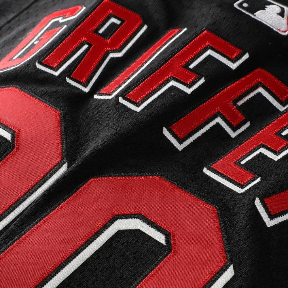 Ken Griffey Jr. Cincinnati Reds Cooperstown Collection Mesh Batting Practice Button-Up Jersey Black