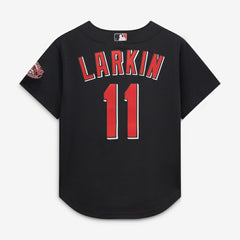 Barry Larkin Cincinnati Reds Cooperstown Collection Mesh Batting Practice Button-Up Jersey Black