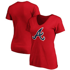 Atlanta Braves Women's Core Official Logo V-Neck T-Shirt Red