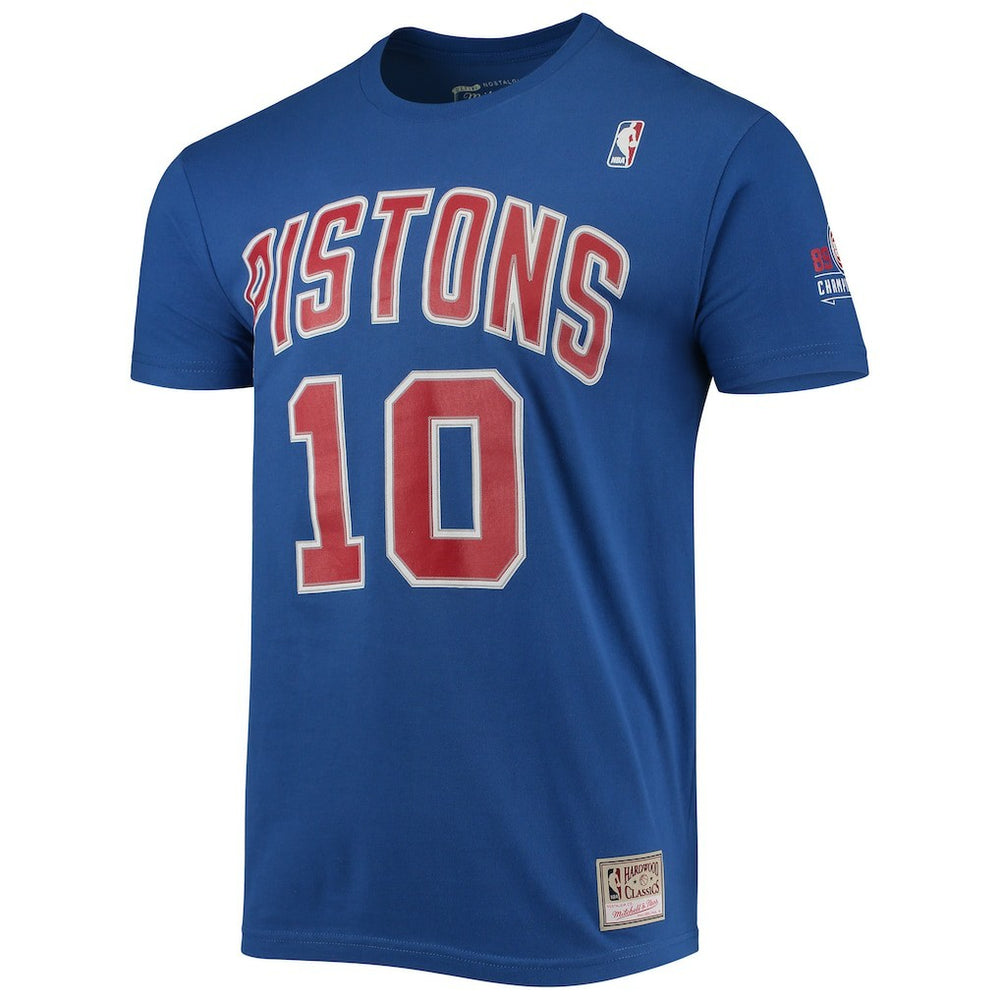 Dennis Rodman Detroit Pistons Hardwood Classics Stitch Name & Number T-Shirt sale - Blue online
