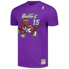 Vince Carter Toronto Raptors Hardwood Classics Stitch Name & Number T-Shirt - Purple for sale