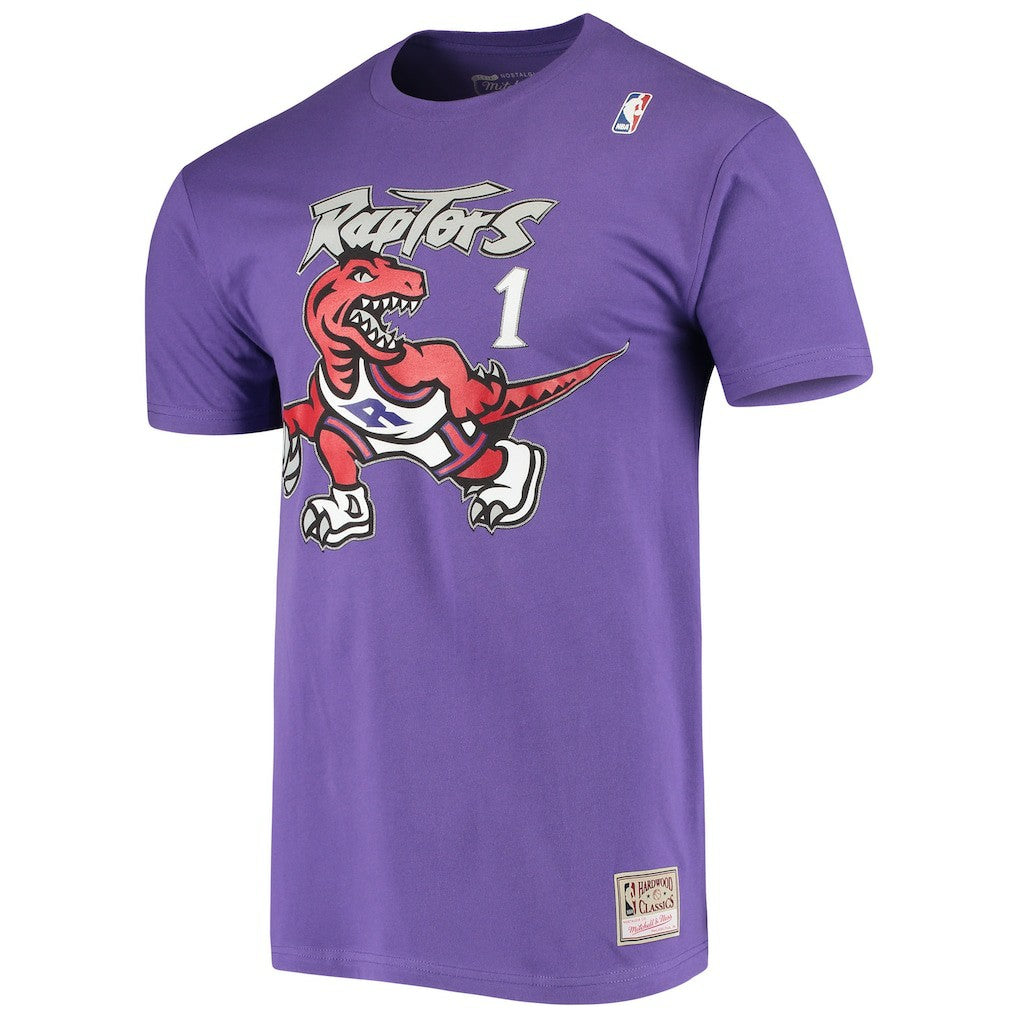 Tracy McGrady Toronto Raptors Hardwood Classics Stitch Name & Number T-Shirt - Purple cheap
