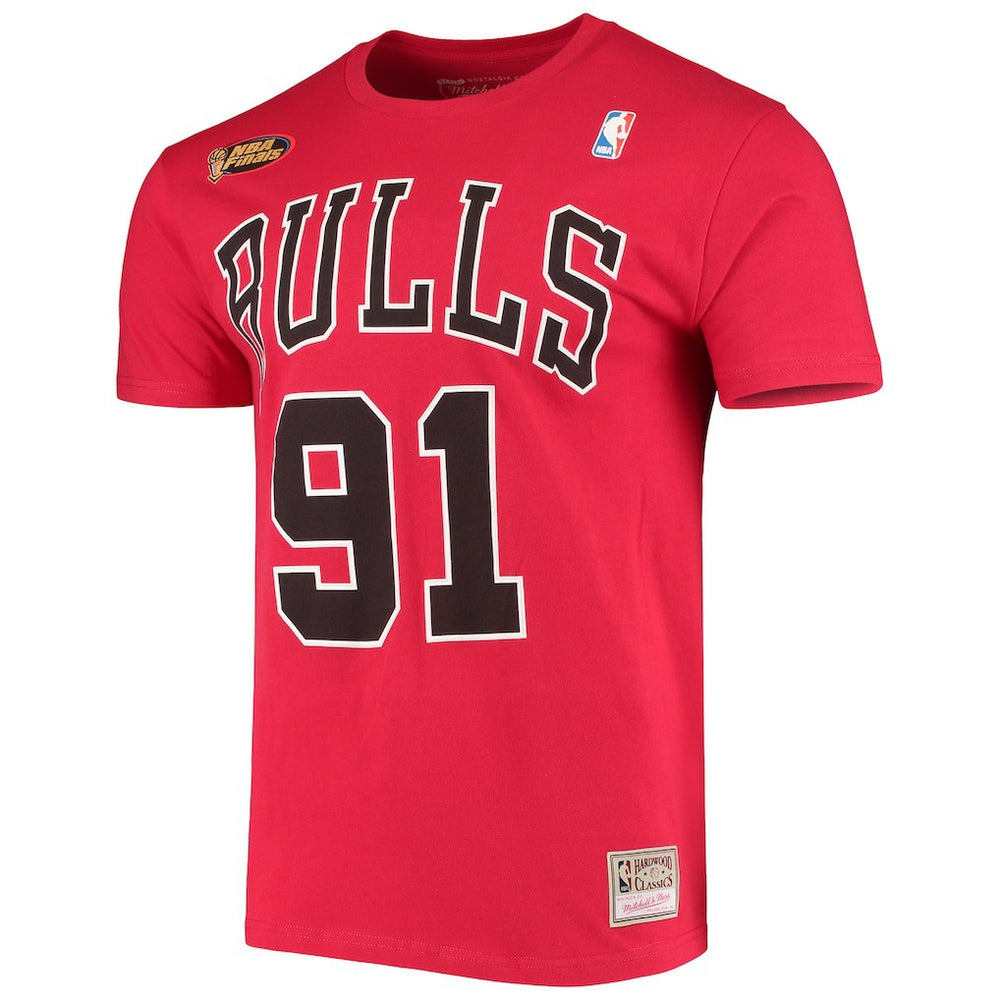 Dennis Rodman Chicago Bulls Hardwood Classics Stitch Name & Number T-Shirt sale - Red sale