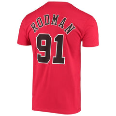 Dennis Rodman Chicago Bulls Hardwood Classics Stitch Name & Number T-Shirt sale - Red sale