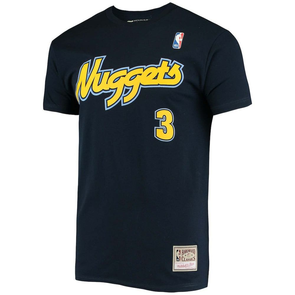 Allen Iverson Denver Nuggets Hardwood Classics Stitch Name & Number T-Shirt sale - Navy shop
