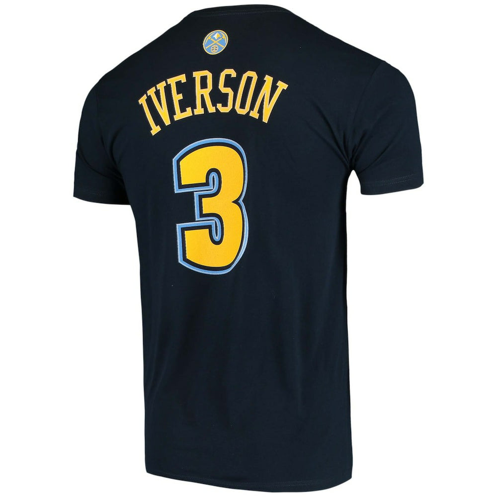 Allen Iverson Denver Nuggets Hardwood Classics Stitch Name & Number T-Shirt sale - Navy shop