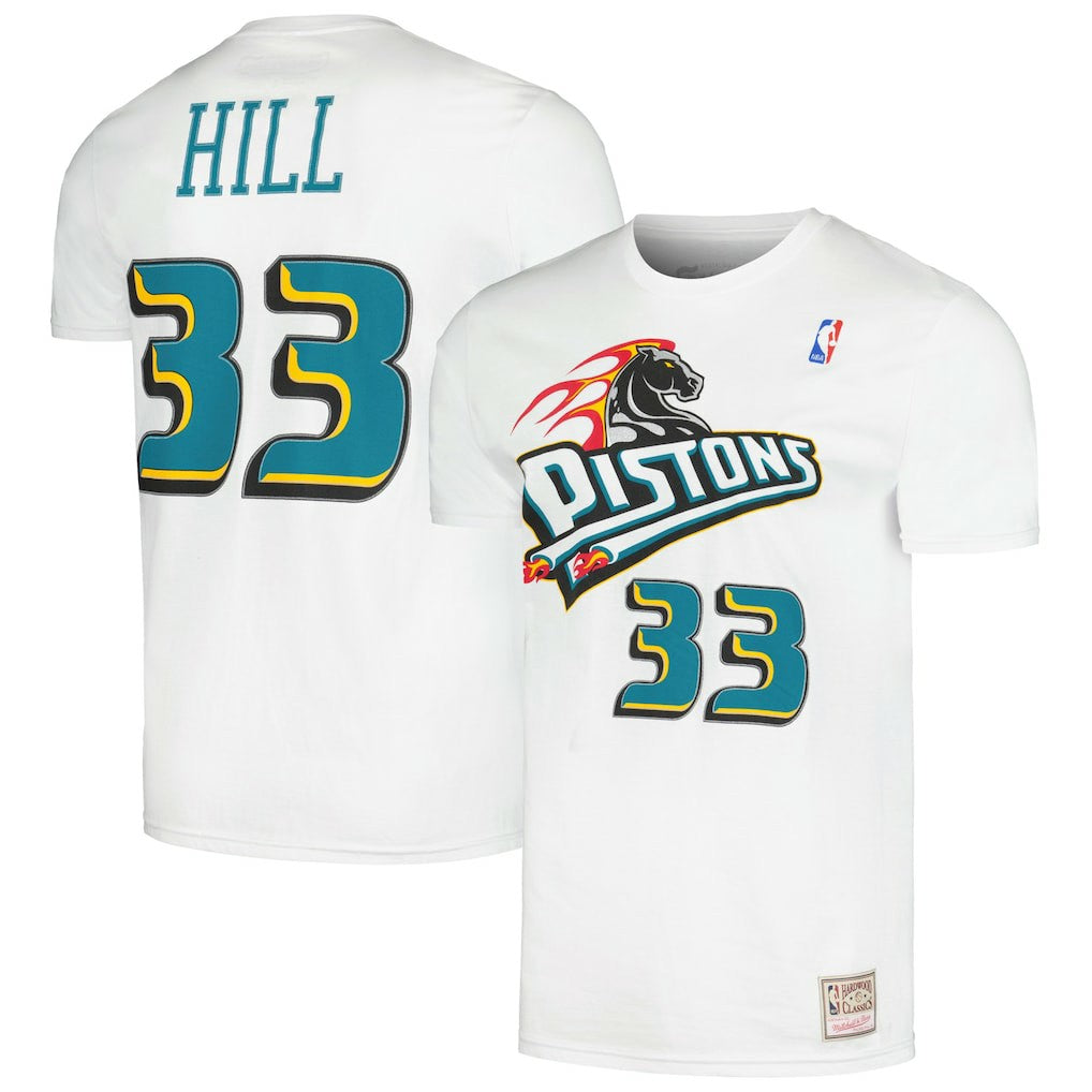 Grant Hill Detroit Pistons Hardwood Classics Stitch Name & Number T-Shirt sale - White shop