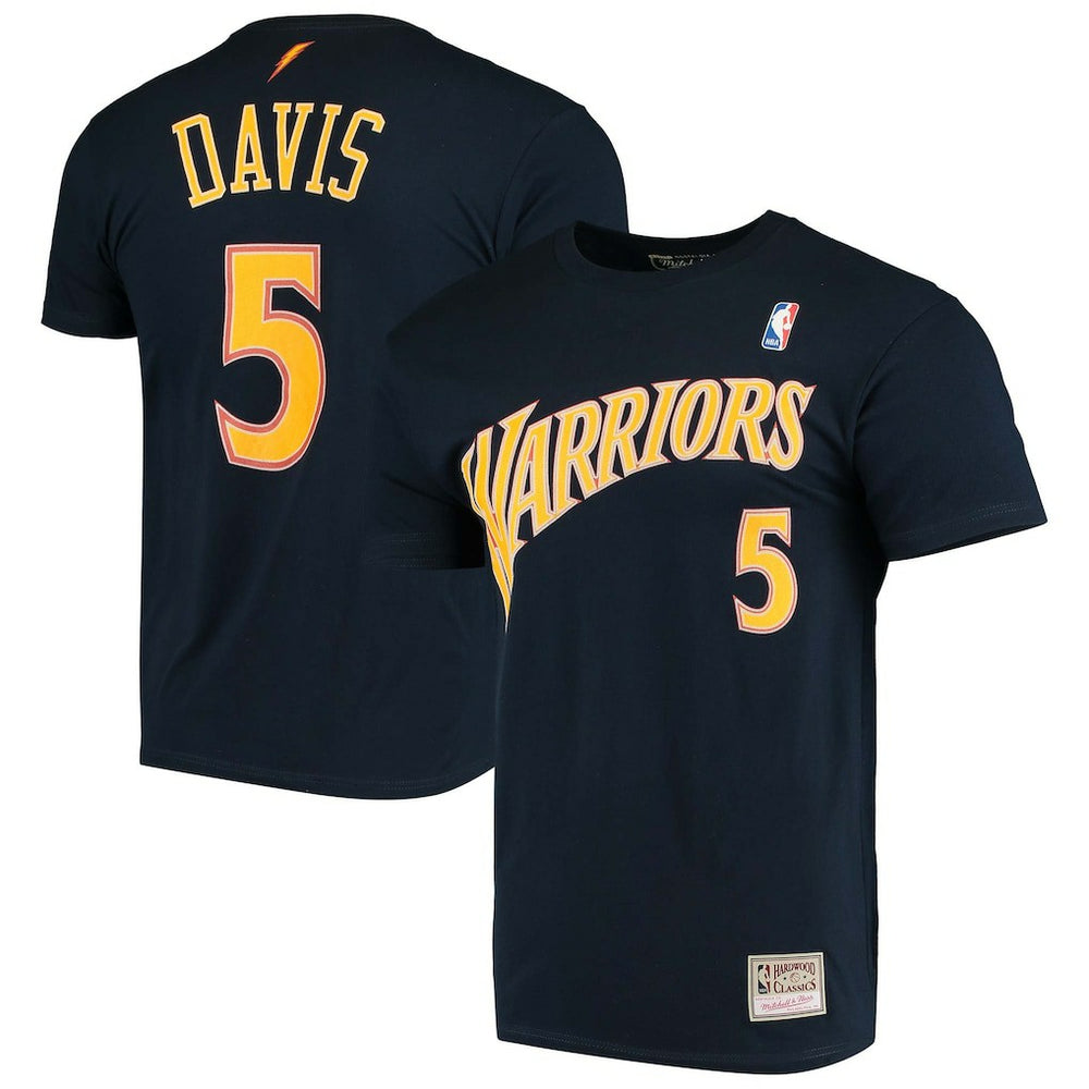Baron Davis Golden State Warriors Hardwood Classics Stitch Name & Number T-Shirt sale - Navy shop