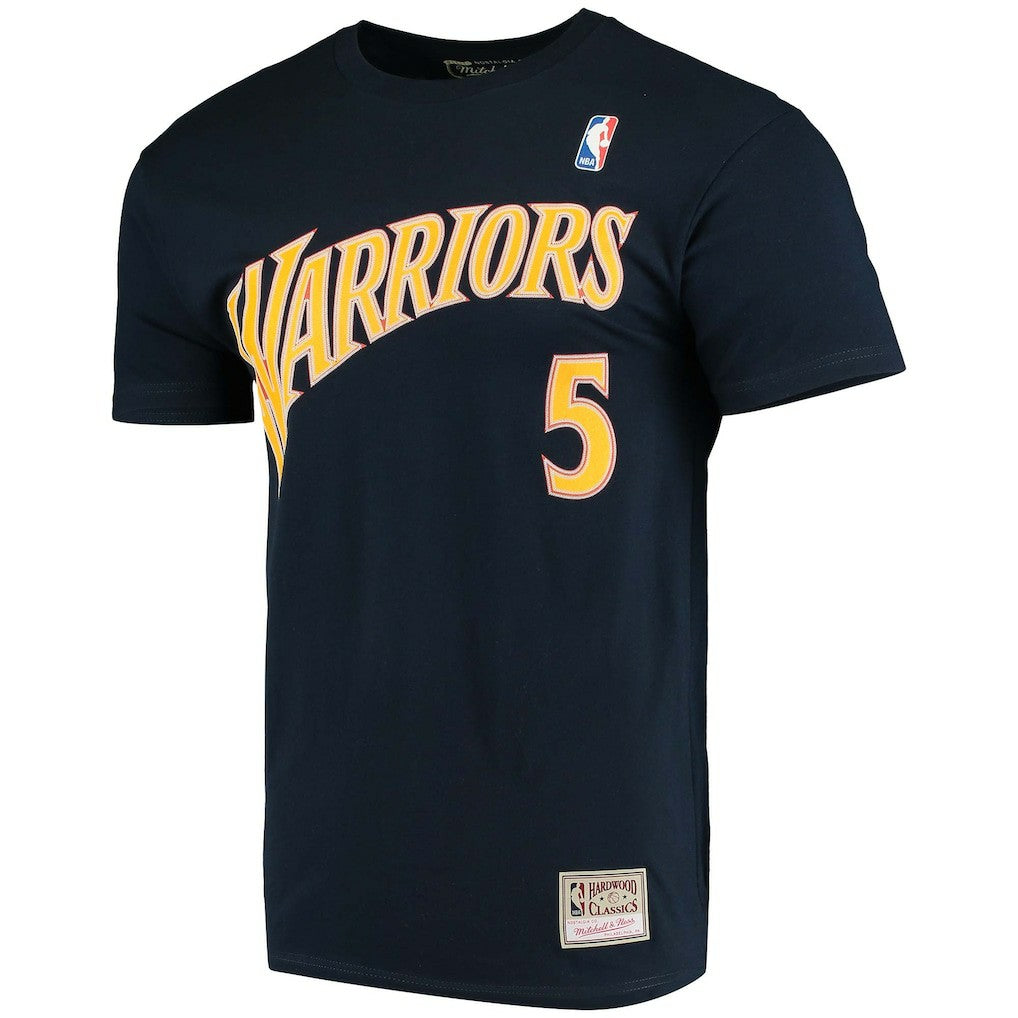 Baron Davis Golden State Warriors Hardwood Classics Stitch Name & Number T-Shirt sale - Navy shop