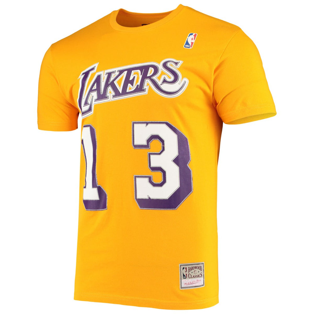 Wilt Chamberlain Los Angeles Lakers Hardwood Classics Stitch Name & Number T-Shirt - Gold on sale