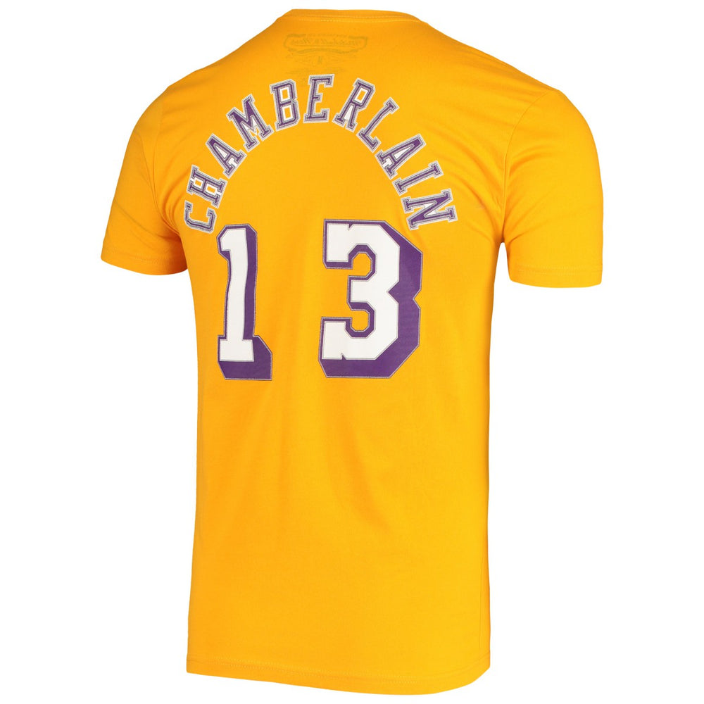 Wilt Chamberlain Los Angeles Lakers Hardwood Classics Stitch Name & Number T-Shirt - Gold on sale