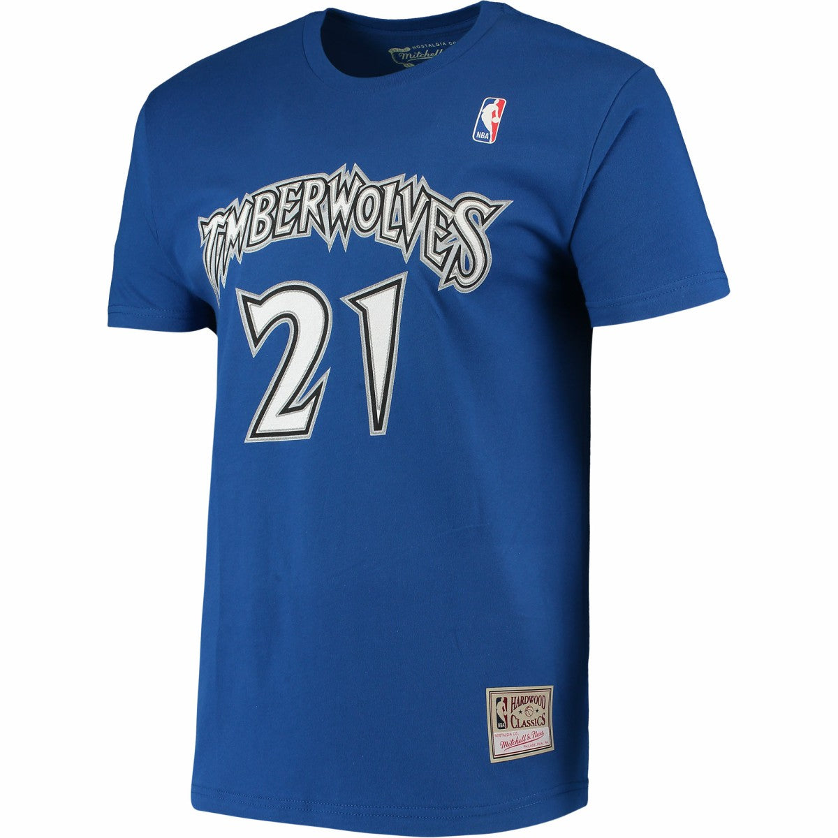 Kevin Garnett Minnesota Timberwolves Hardwood Classics Stitch Name & Number T-Shirt - Blue shop