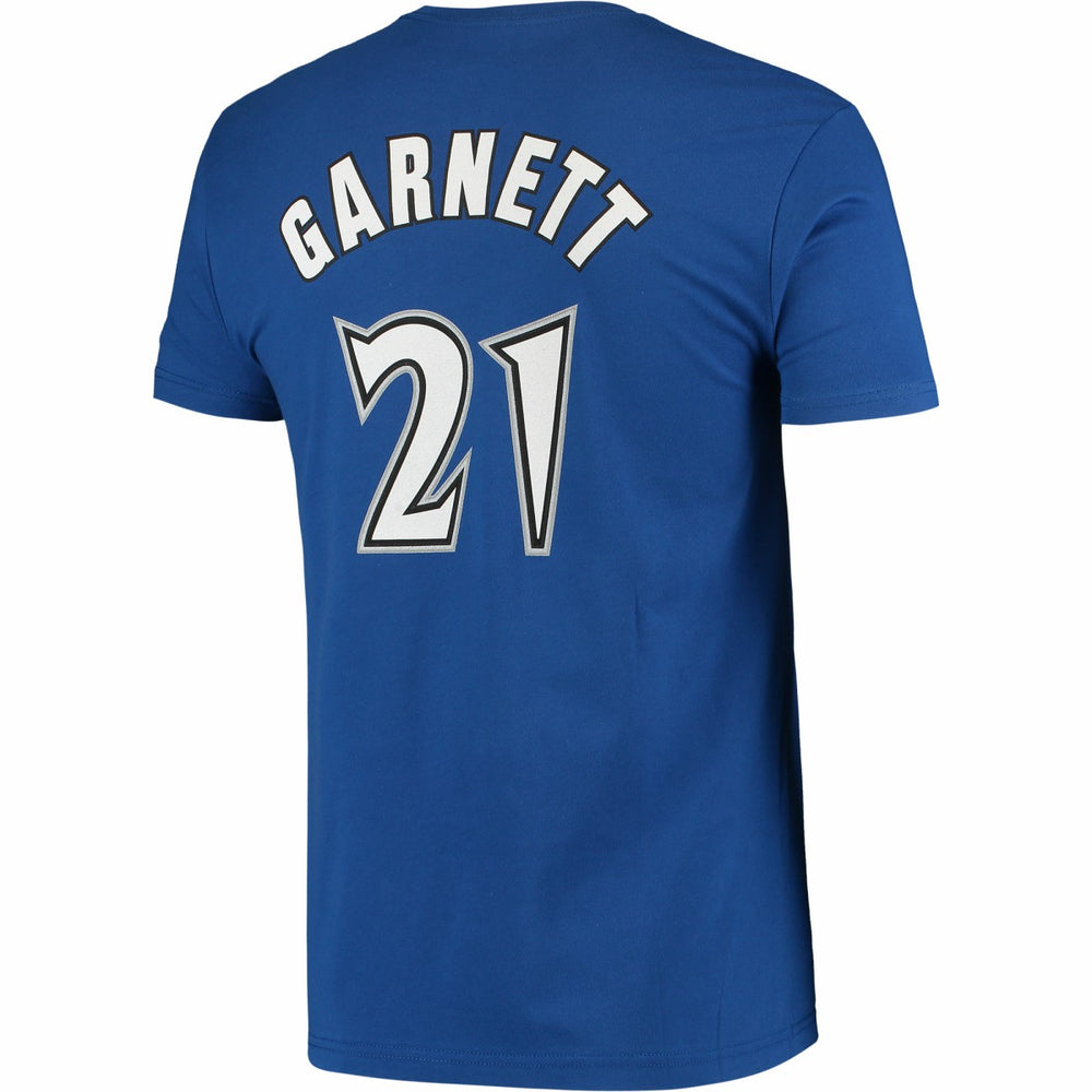 Kevin Garnett Minnesota Timberwolves Hardwood Classics Stitch Name & Number T-Shirt - Blue shop