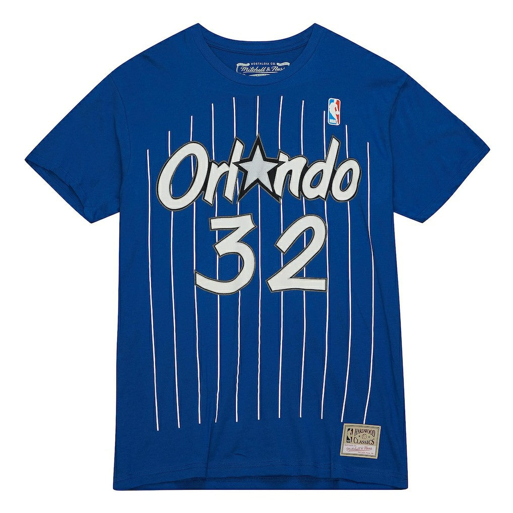 Shaquille O'Neal Orlando Magic Hardwood Classics Stitch Name & Number T-Shirt - Blue shop
