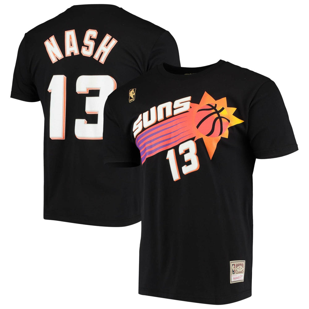 Steve Nash Phoenix Suns Hardwood Classics Stitch Name & Number T-Shirt - Black on sale