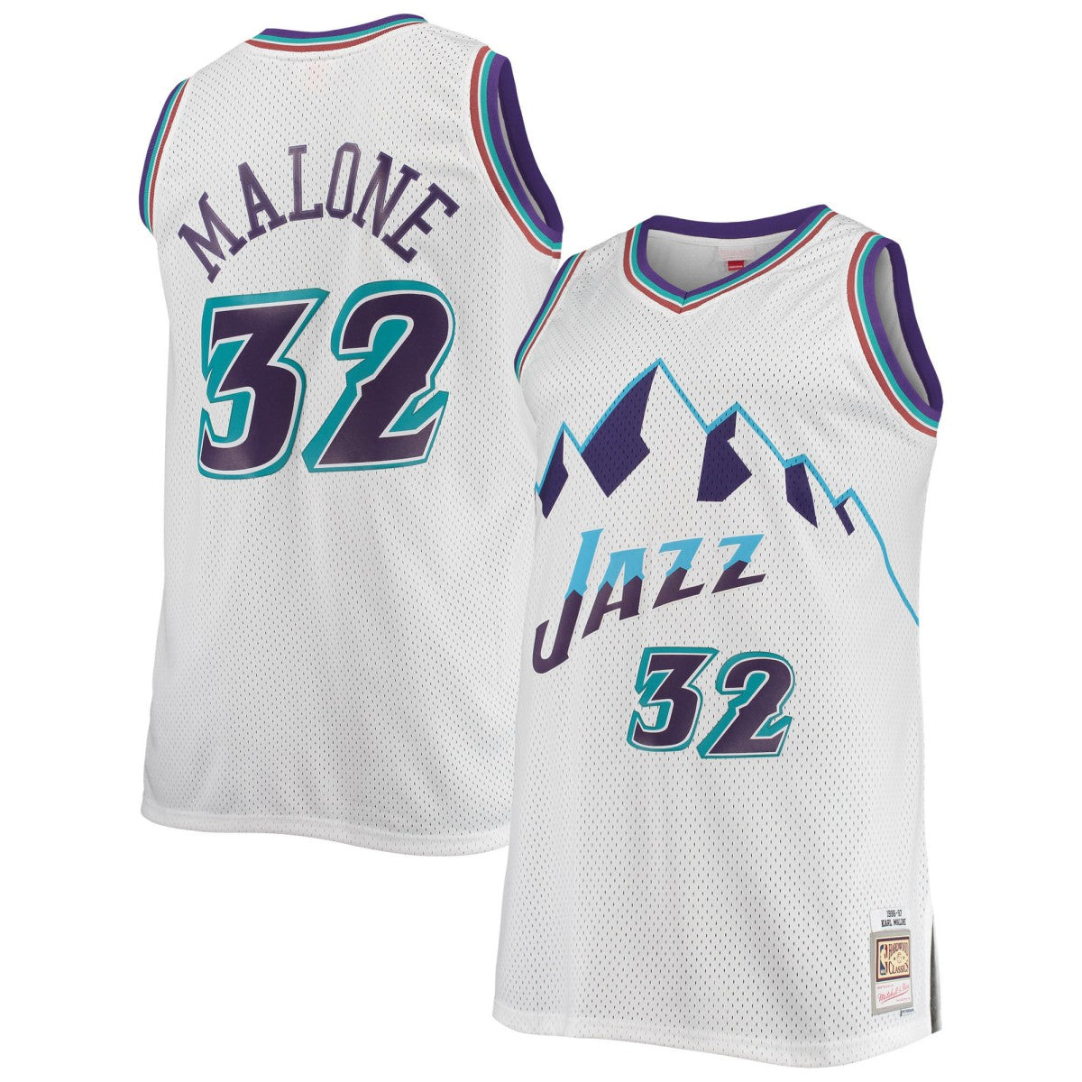 Karl Malone Utah Jazz 1996/97 Big & Tall Hardwood Classics Swingman Jersey - White for sale