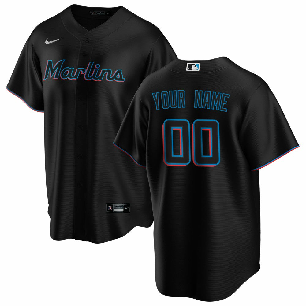 Miami Marlins Alternate Replica Custom Jersey Black