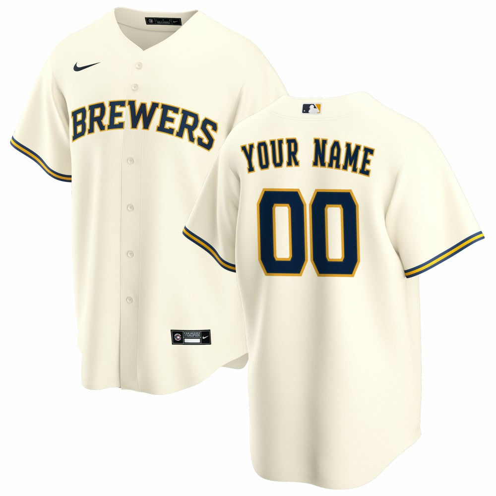 Milwaukee Brewers Home Replica Custom Jersey Cream
