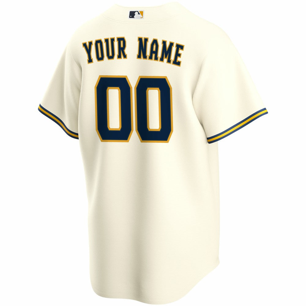 Milwaukee Brewers Home Replica Custom Jersey Cream