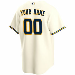 Milwaukee Brewers Home Replica Custom Jersey Cream