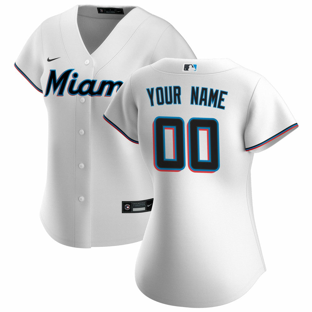 Miami Marlins Women's Home Replica Custom Jersey White