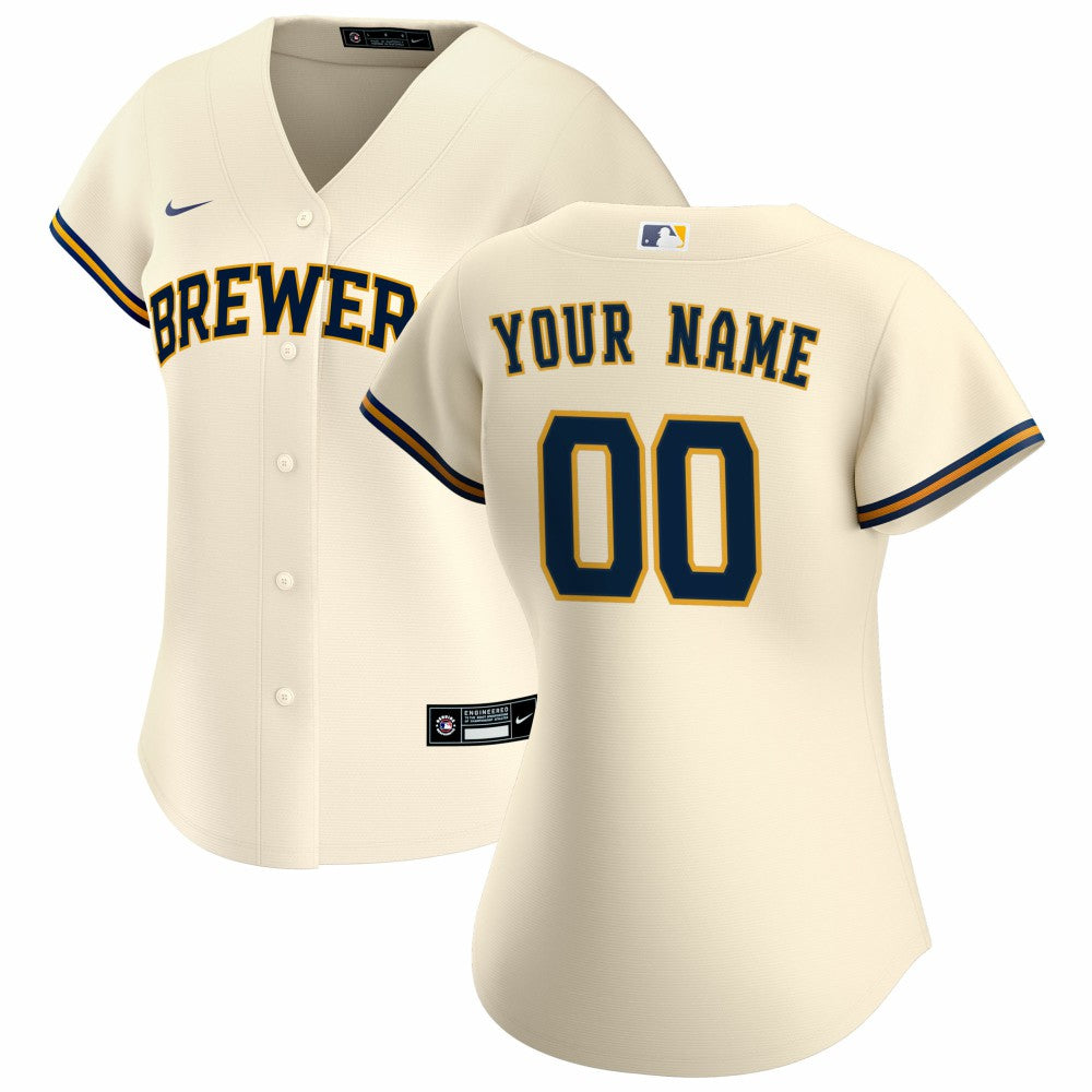 Milwaukee Brewers Women's Home Replica Custom Jersey Cream