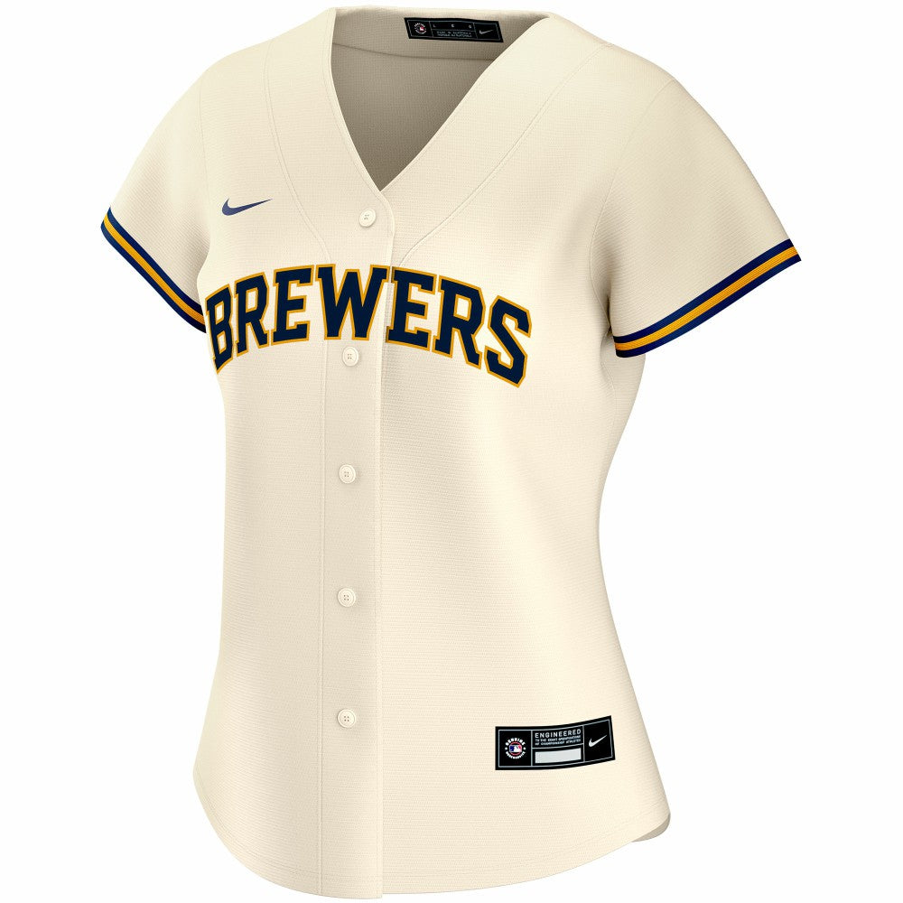 Milwaukee Brewers Women's Home Replica Custom Jersey Cream