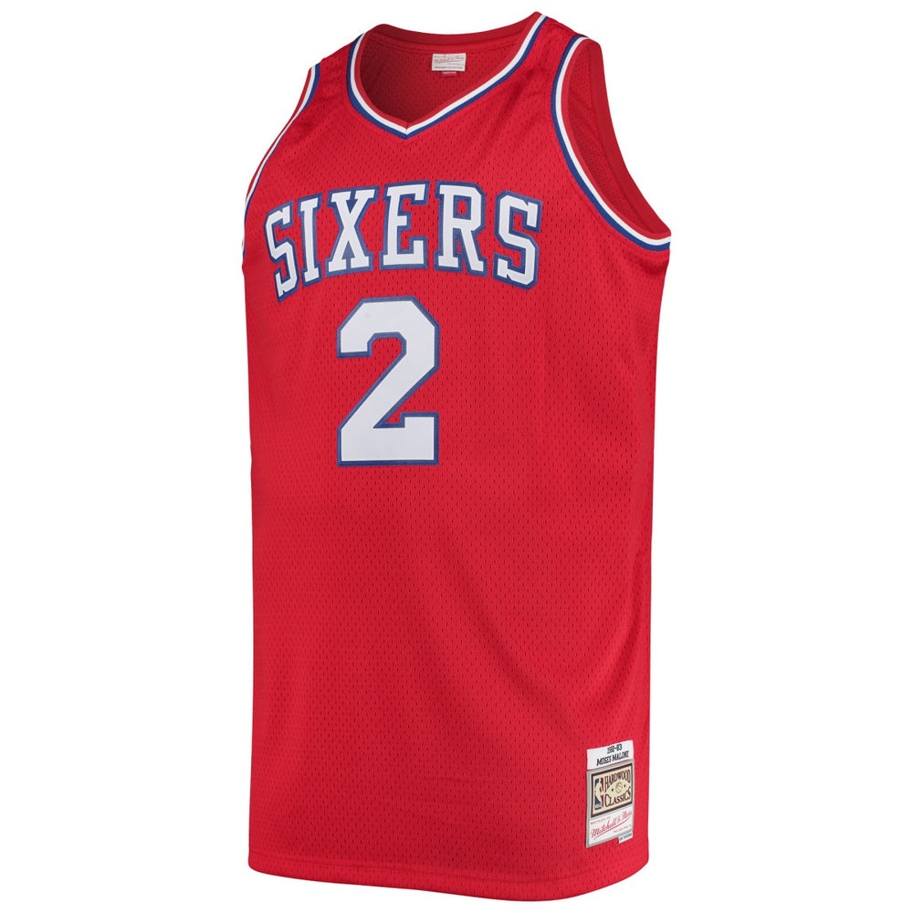 Moses Malone Philadelphia 76ers 1982/83 Big & Tall Hardwood Classics Swingman Jersey - Red for sale