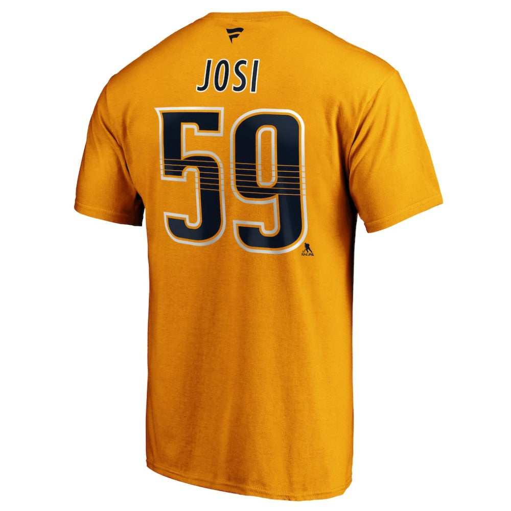 Roman Josi Nashville Predators Fanatics Authentic Stack Player Name & Number T-Shirt - Gold T-shirts