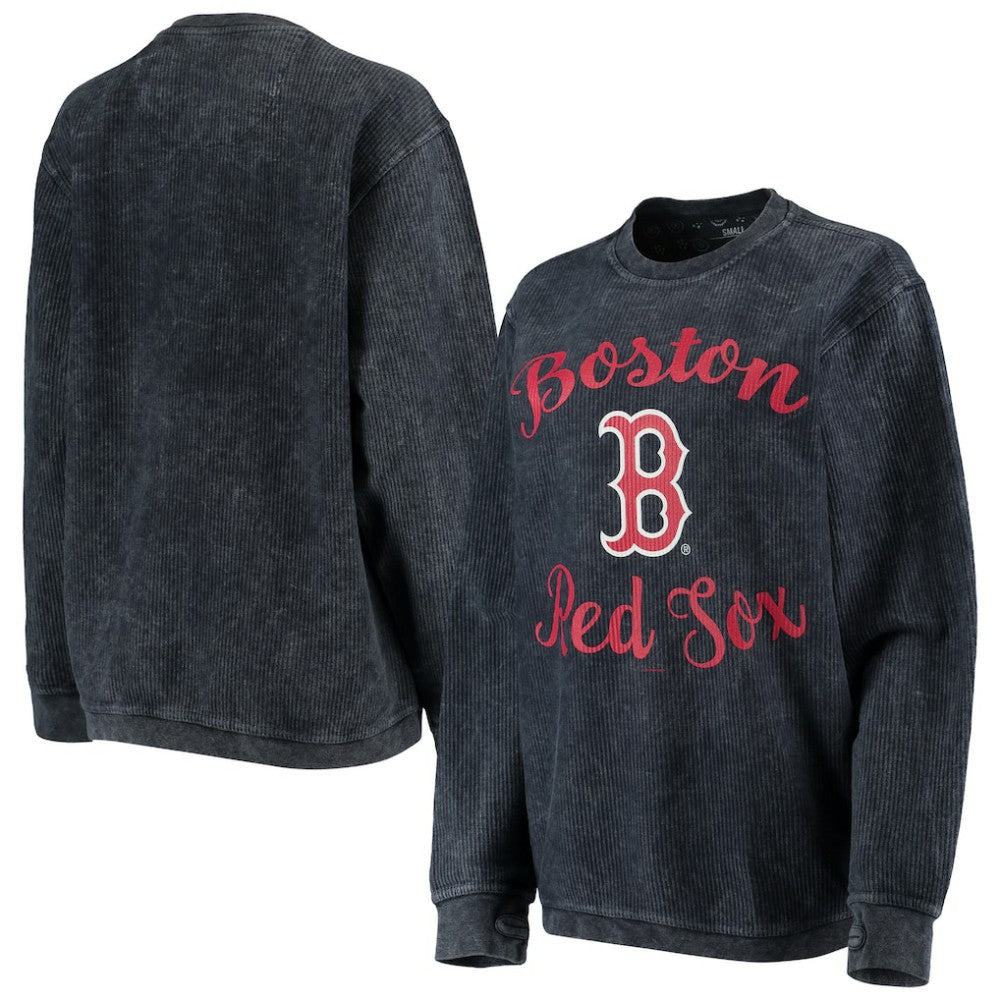 Boston Red Sox G-III 4Her by Carl Banks Women's Script Comfy Cord Pullover Sweatshirt Navy