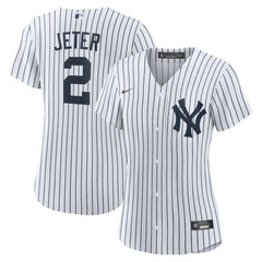 Derek Jeter New York Yankees Women's Home Replica Player Name Jersey White/Navy