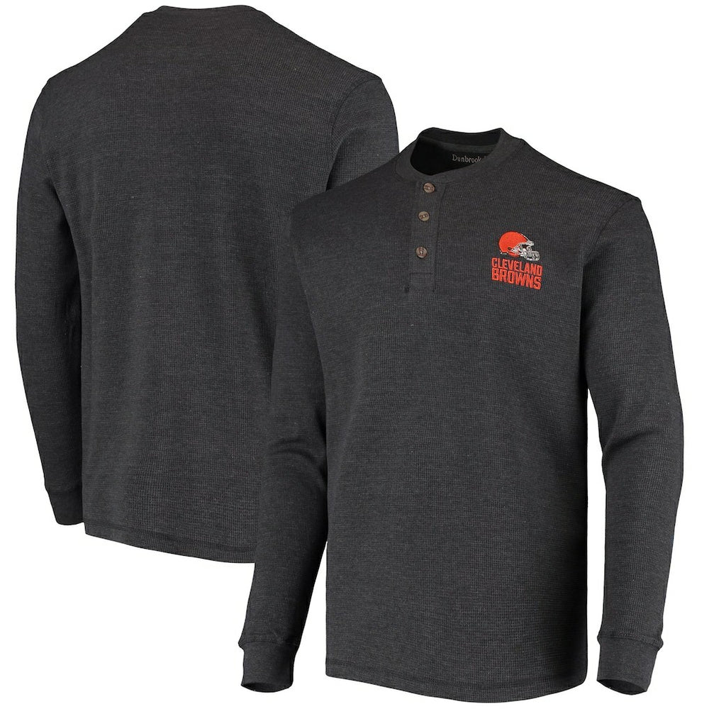 Cleveland Browns Dunbrooke Logo Maverick Thermal Henley Long Sleeve T-Shirt - Charcoal discount