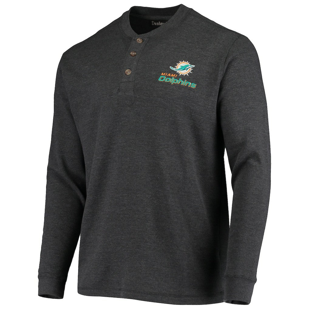 Miami Dolphins Dunbrooke Logo Maverick Thermal Henley Long Sleeve T-Shirt - Charcoal discount