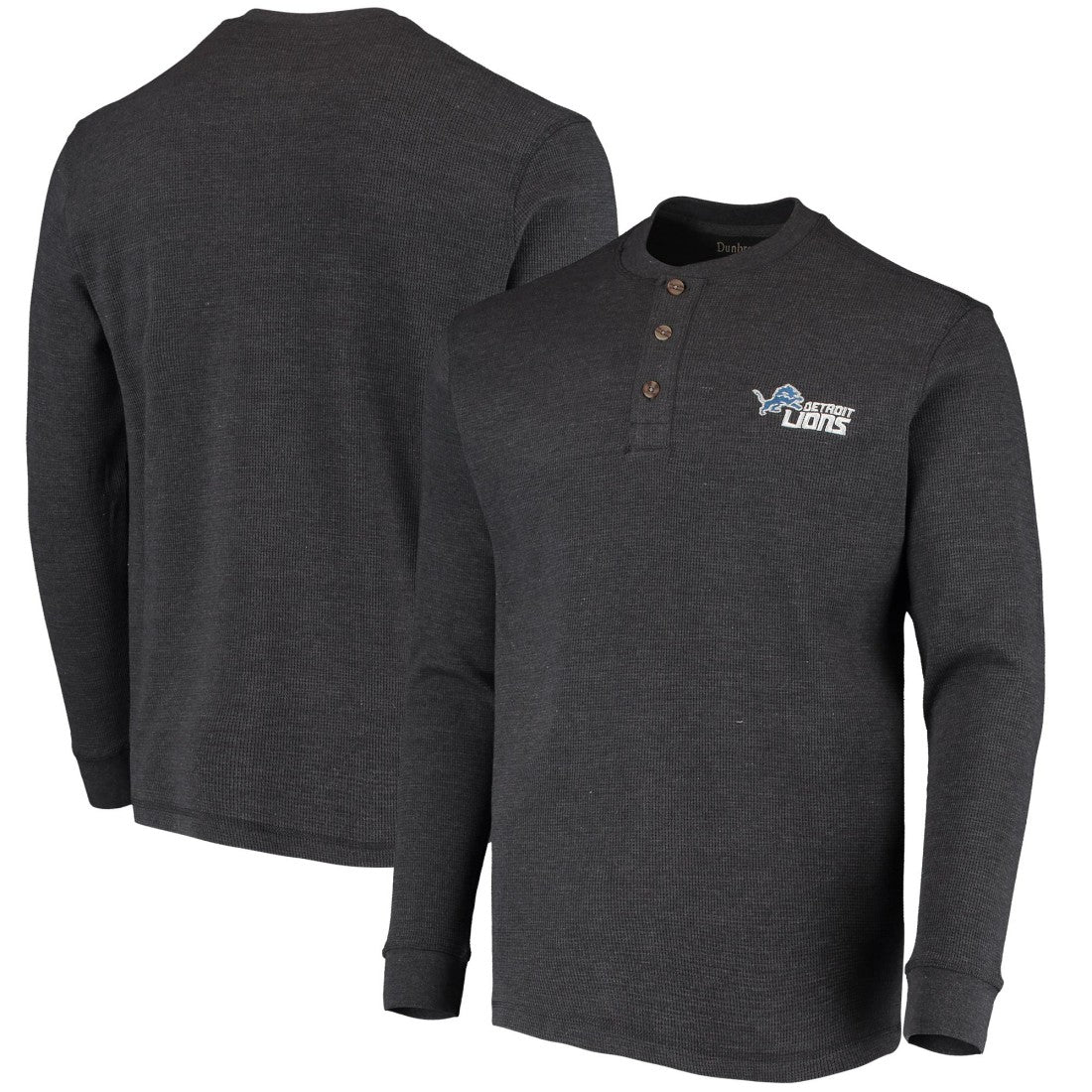 Detroit Lions Dunbrooke Logo Maverick Thermal Henley Long Sleeve T-Shirt - Charcoal for sale