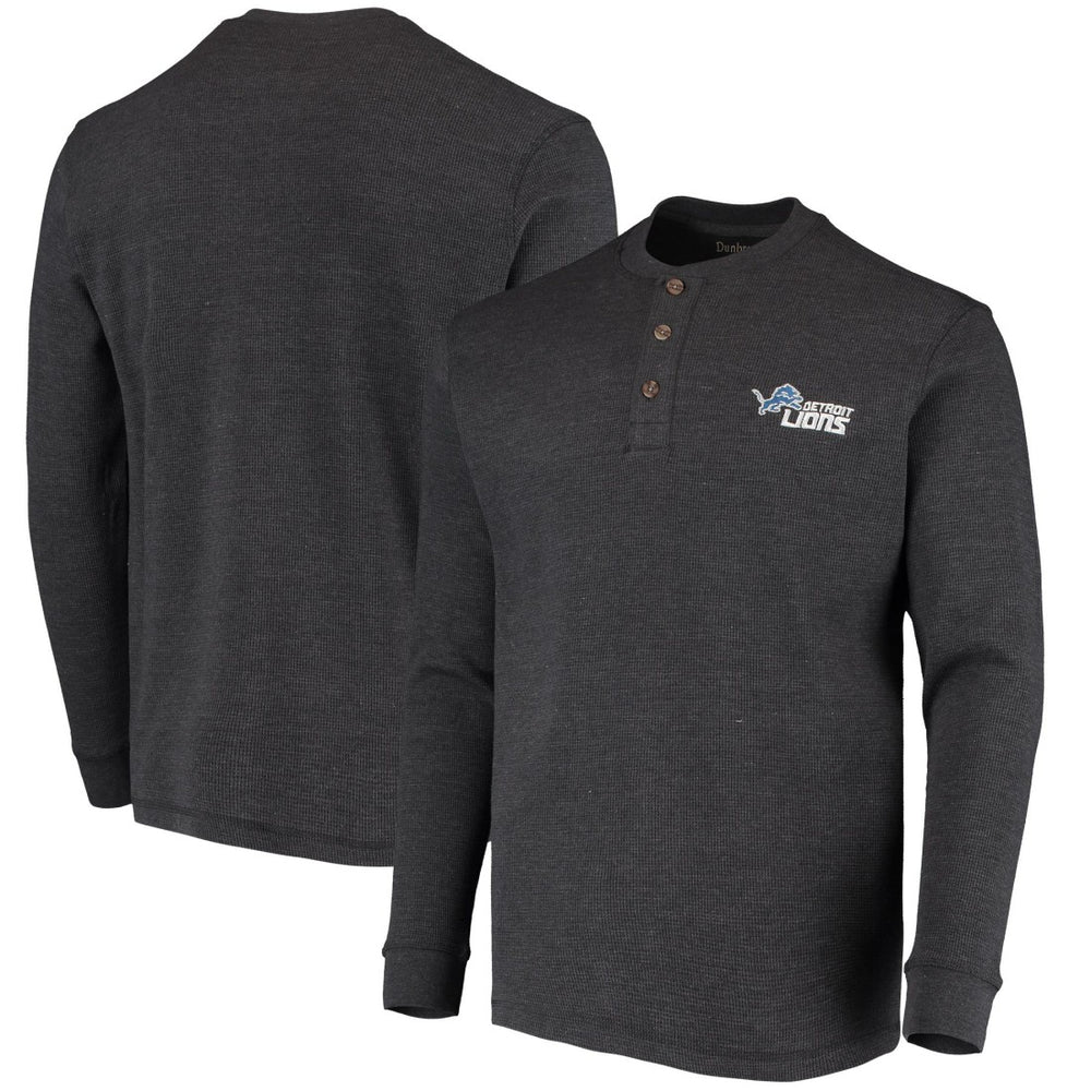Detroit Lions Dunbrooke Logo Maverick Thermal Henley Long Sleeve T-Shirt - Charcoal for sale
