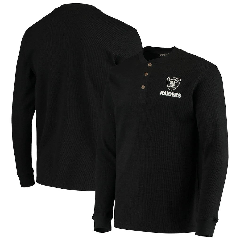 Las Vegas Raiders Dunbrooke Logo Maverick Thermal Henley Long Sleeve T-Shirt - Black on sale