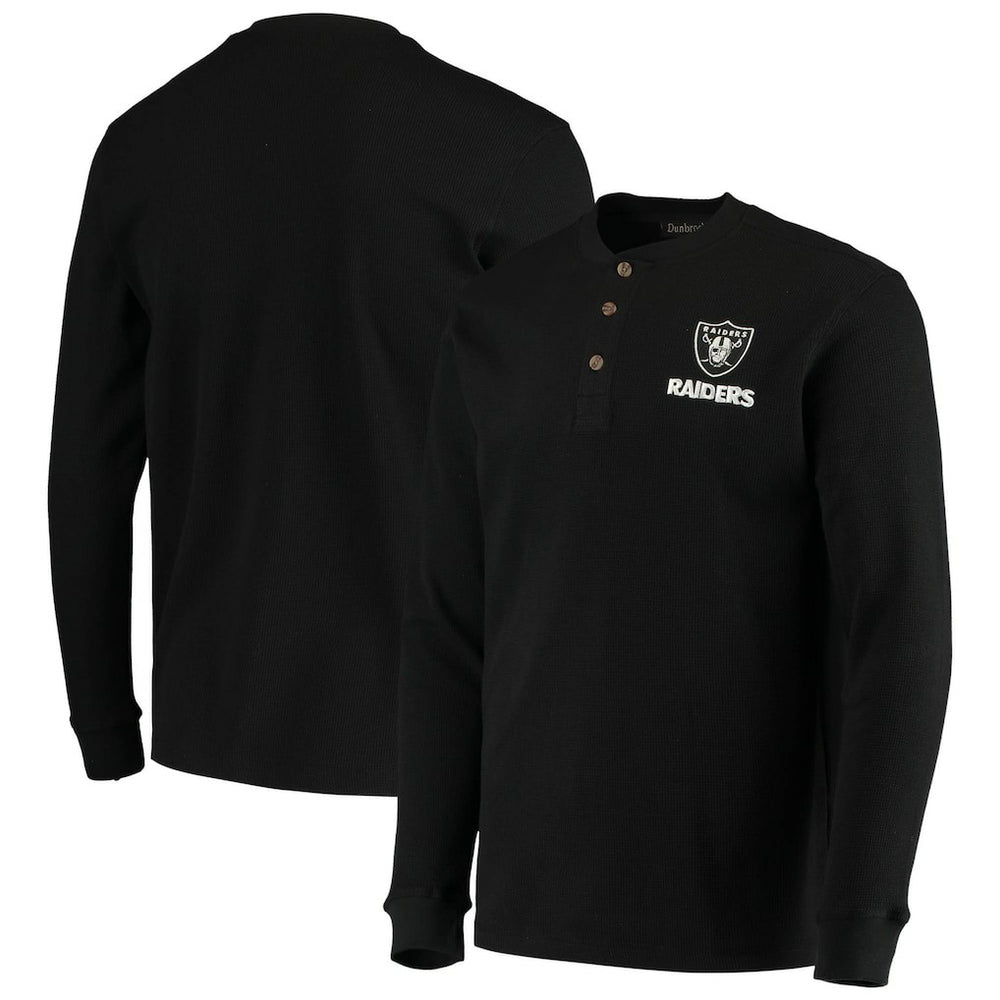 Las Vegas Raiders Dunbrooke Logo Maverick Thermal Henley Long Sleeve T-Shirt - Black on sale