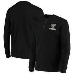 Las Vegas Raiders Dunbrooke Logo Maverick Thermal Henley Long Sleeve T-Shirt - Black on sale