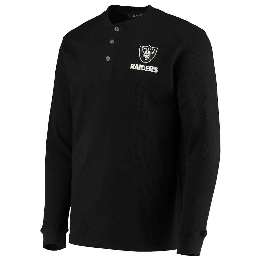 Las Vegas Raiders Dunbrooke Logo Maverick Thermal Henley Long Sleeve T-Shirt - Black on sale