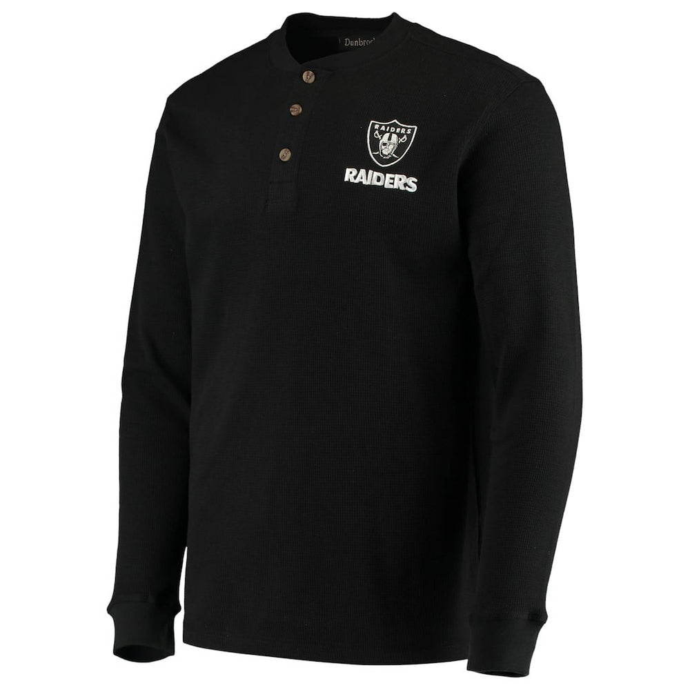 Las Vegas Raiders Dunbrooke Logo Maverick Thermal Henley Long Sleeve T-Shirt - Black on sale