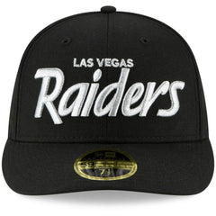 Las Vegas Raiders New Era Omaha Script Low Profile 59FIFTY Fitted Hat - Black for sale