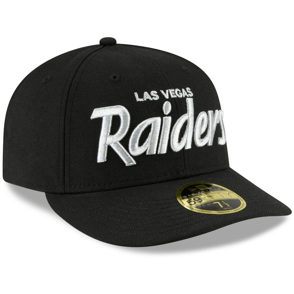 Las Vegas Raiders New Era Omaha Script Low Profile 59FIFTY Fitted Hat - Black for sale
