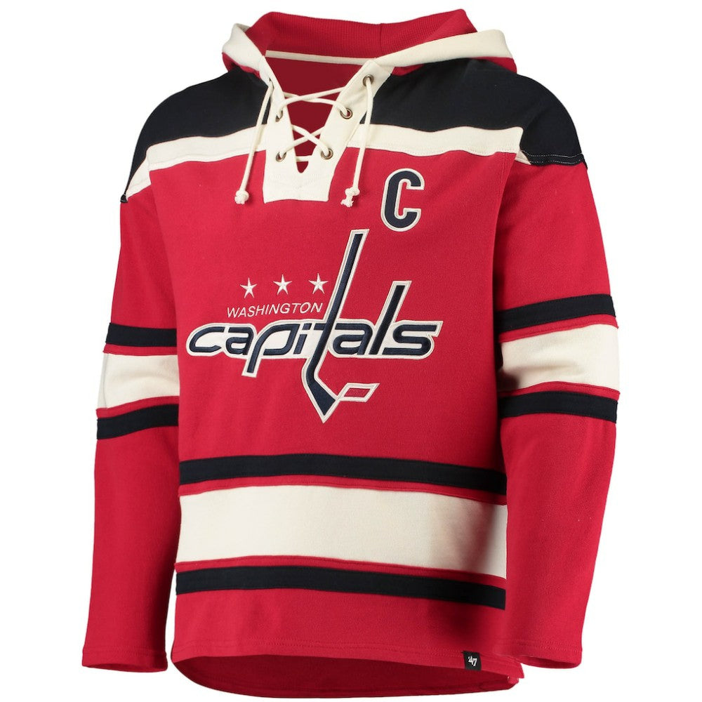 Alexander Ovechkin Washington Capitals '47 Player Name & Number Lacer Pullover Hoodie - Red Hoodies