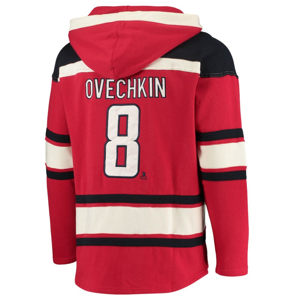 Alexander Ovechkin Washington Capitals '47 Player Name & Number Lacer Pullover Hoodie - Red Hoodies