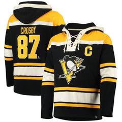 Sidney Crosby Pittsburgh Penguins '47 Player Name & Number Lacer Pullover Hoodie - Black Hoodies