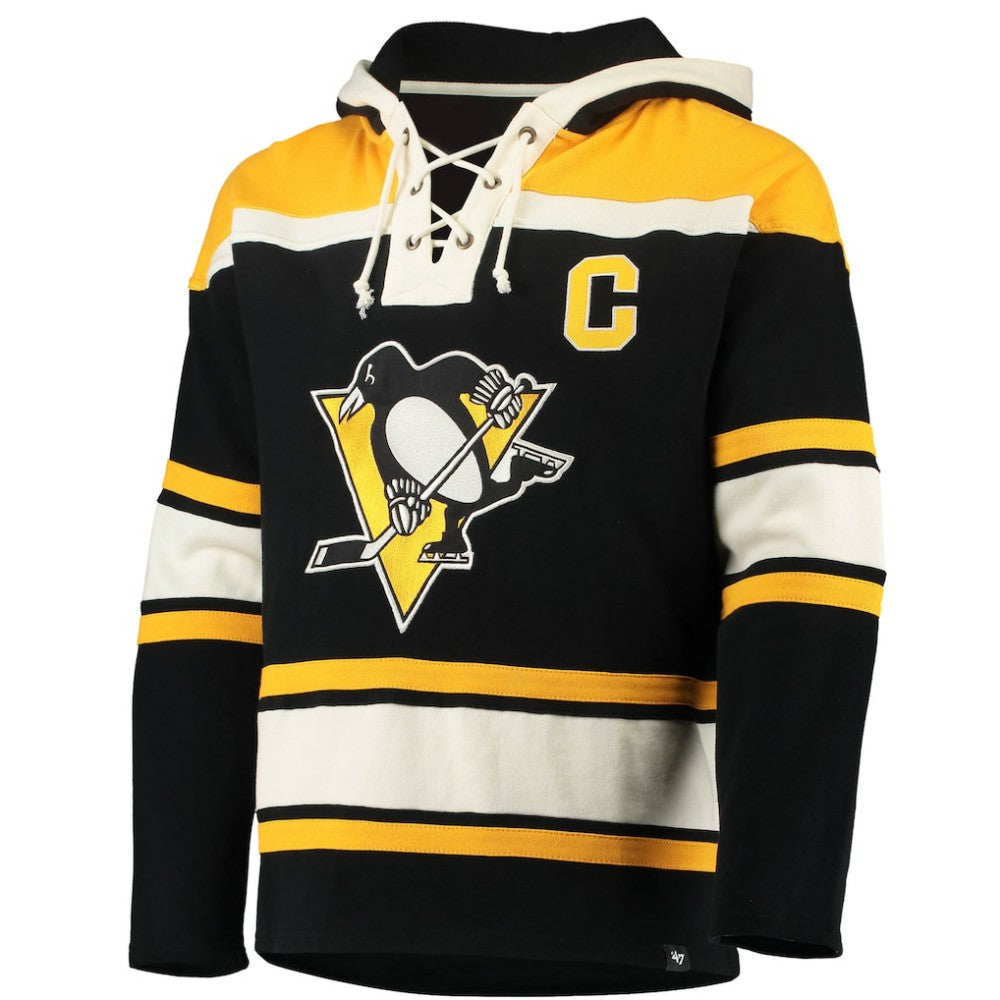 Sidney Crosby Pittsburgh Penguins '47 Player Name & Number Lacer Pullover Hoodie - Black Hoodies