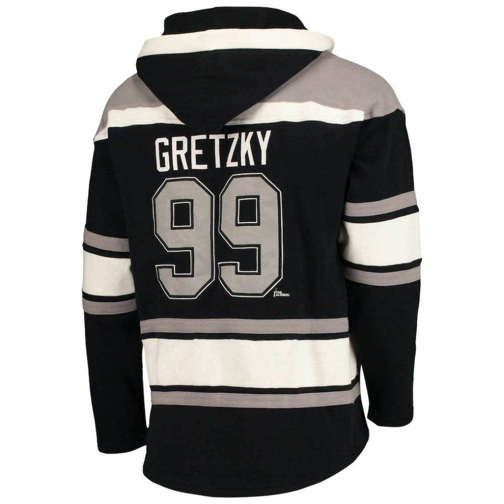 Wayne Gretzky Los Angeles Kings '47 Retired Player Name & Number Lacer Pullover Hoodie - Black Hoodies
